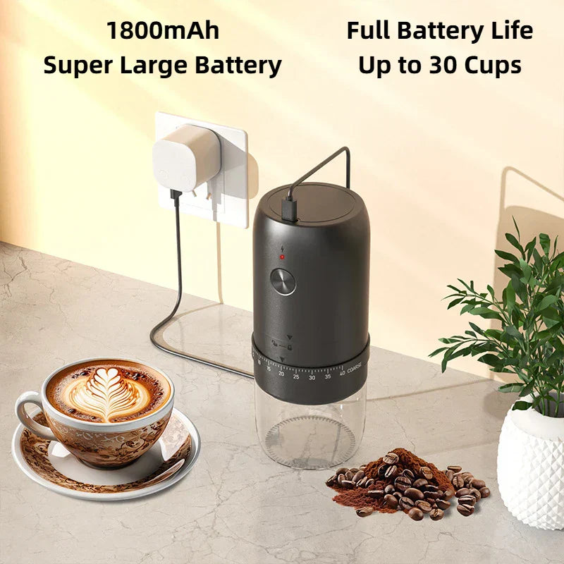 1800mAh Electric Coffee Grinder 40 Level Adjustable Burr Grinder Black